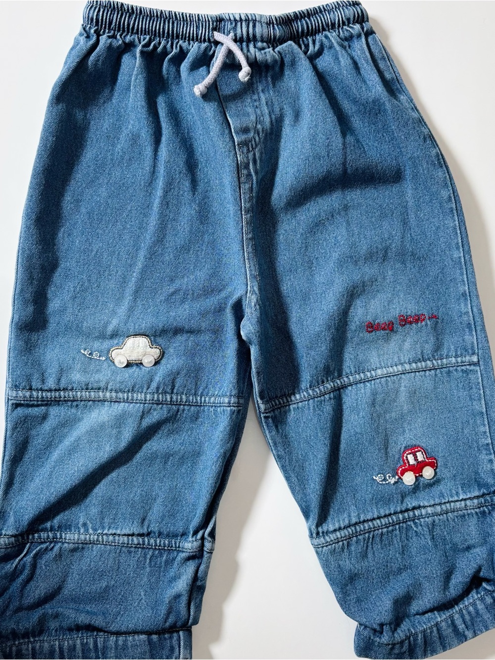 Vintage Retro 90s Rodin Toddler Baggy Denim Pants Embroidered Cars 2T/3T
